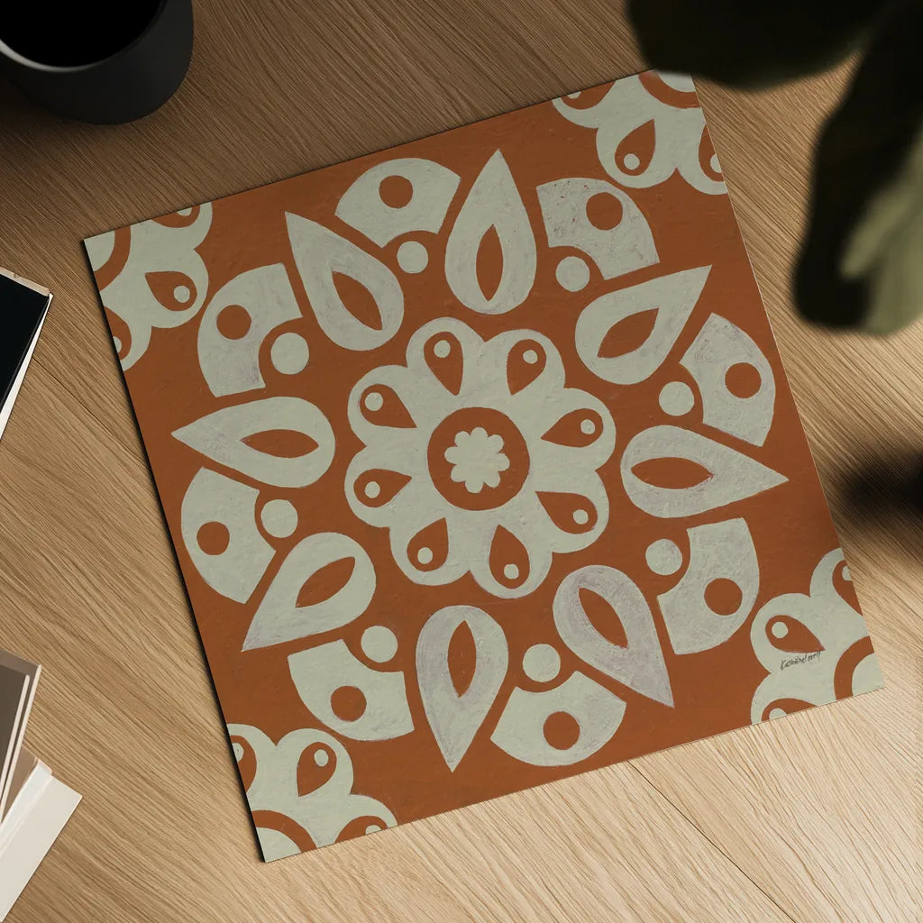 Terra Cotta Tile IV by Kathrine Lovell. Shown as a detailed flat fine art print, highlighting archival giclee quality. Available as an archival giclee rolled canvas, fine art paper, or poster print. SKU 55520a.