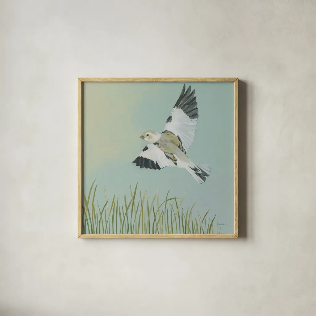 Turning the Season II by Kathrine Lovell. Shown in a natural wood glass frame for a timeless modern aesthetic. Available as an archival giclee rolled canvas, fine art paper, or poster print. SKU 43432a.