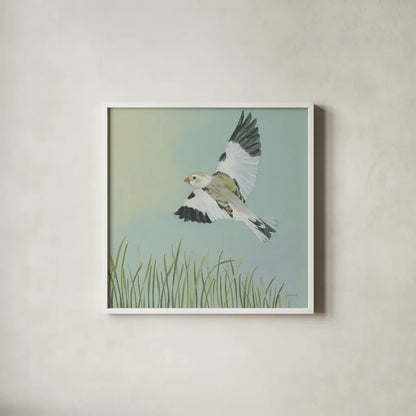 Turning the Season II by Kathrine Lovell. Shown in a crisp white glass frame for a clean and minimalist style. Available as an archival giclee rolled canvas, fine art paper, or poster print. SKU 43432a.