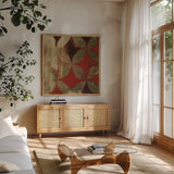 Wedding Ring V by Kathrine Lovell. Shown in a natural wood frame in a cozy modern living room. Available as an archival giclee rolled canvas, fine art paper, or poster print. SKU 43730a.