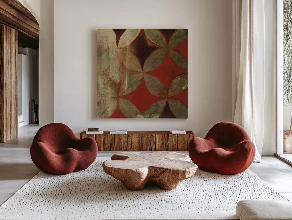 Wedding Ring V by Kathrine Lovell. Shown as extra-large giant wall art in a modern living room. Available as an archival giclee rolled canvas, fine art paper, or poster print. SKU 43730a.