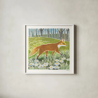 Wild Woodland I by Kathrine Lovell. Shown in a crisp white glass frame for a clean and minimalist style. Available as an archival giclee rolled canvas, fine art paper, or poster print. SKU 77883a.