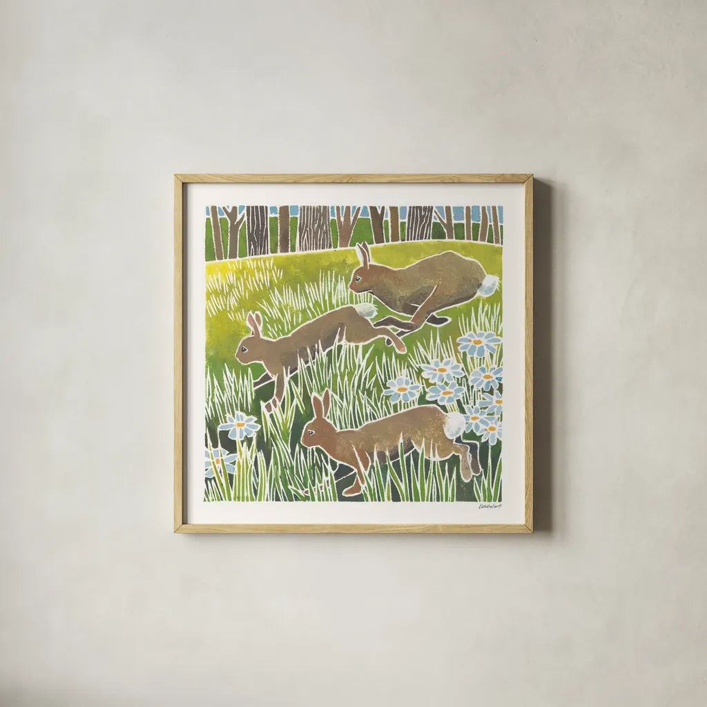 Wild Woodland II by Kathrine Lovell. Shown in a natural wood glass frame for a timeless modern aesthetic. Available as an archival giclee rolled canvas, fine art paper, or poster print. SKU 77884a.