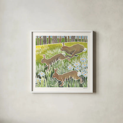 Wild Woodland II by Kathrine Lovell. Shown in a crisp white glass frame for a clean and minimalist style. Available as an archival giclee rolled canvas, fine art paper, or poster print. SKU 77884a.