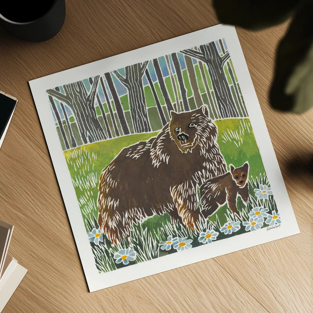 Wild Woodland III by Kathrine Lovell. Shown as a detailed flat fine art print, highlighting archival giclee quality. Available as an archival giclee rolled canvas, fine art paper, or poster print. SKU 77885a.