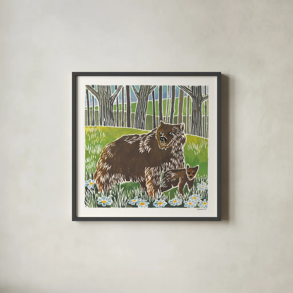 Wild Woodland III by Kathrine Lovell. Shown in a sleek black glass frame for a contemporary gallery look. Available as an archival giclee rolled canvas, fine art paper, or poster print. SKU 77885a.