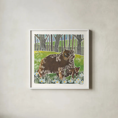 Wild Woodland III by Kathrine Lovell. Shown in a crisp white glass frame for a clean and minimalist style. Available as an archival giclee rolled canvas, fine art paper, or poster print. SKU 77885a.