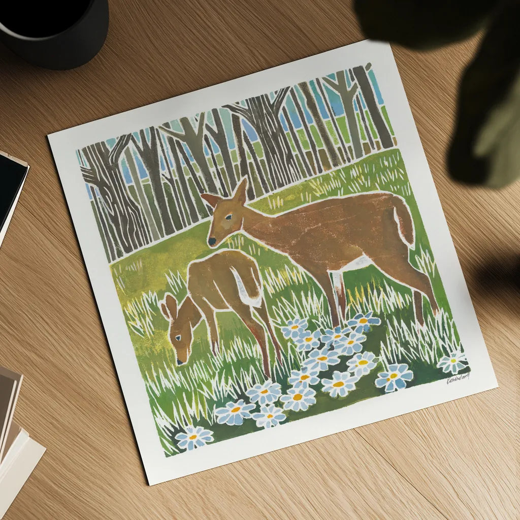 Wild Woodland IV by Kathrine Lovell. Shown as a detailed flat fine art print, highlighting archival giclee quality. Available as an archival giclee rolled canvas, fine art paper, or poster print. SKU 77886a.