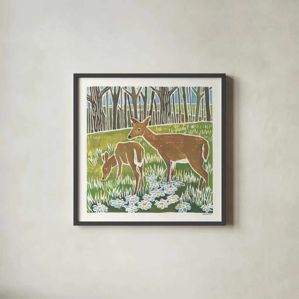 Wild Woodland IV by Kathrine Lovell. Shown in a sleek black glass frame for a contemporary gallery look. Available as an archival giclee rolled canvas, fine art paper, or poster print. SKU 77886a.
