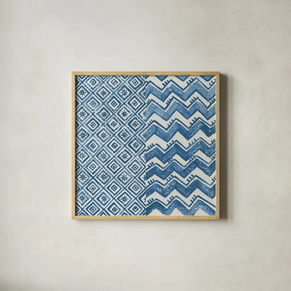 Windjammer II by Kathrine Lovell. Shown in a natural wood glass frame for a timeless modern aesthetic. Available as an archival giclee rolled canvas, fine art paper, or poster print. SKU 33438a.