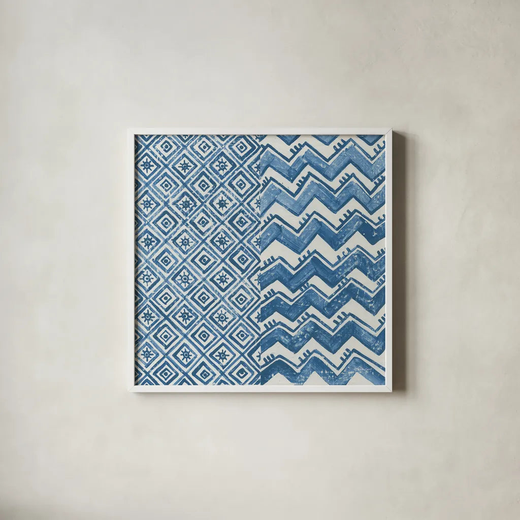 Windjammer II by Kathrine Lovell. Shown in a crisp white glass frame for a clean and minimalist style. Available as an archival giclee rolled canvas, fine art paper, or poster print. SKU 33438a.