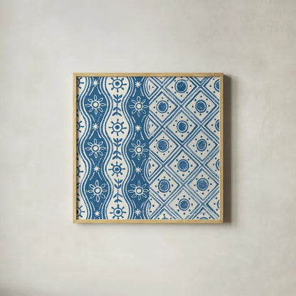 Windjammer VI by Kathrine Lovell. Shown in a natural wood glass frame for a timeless modern aesthetic. Available as an archival giclee rolled canvas, fine art paper, or poster print. SKU 34127a.