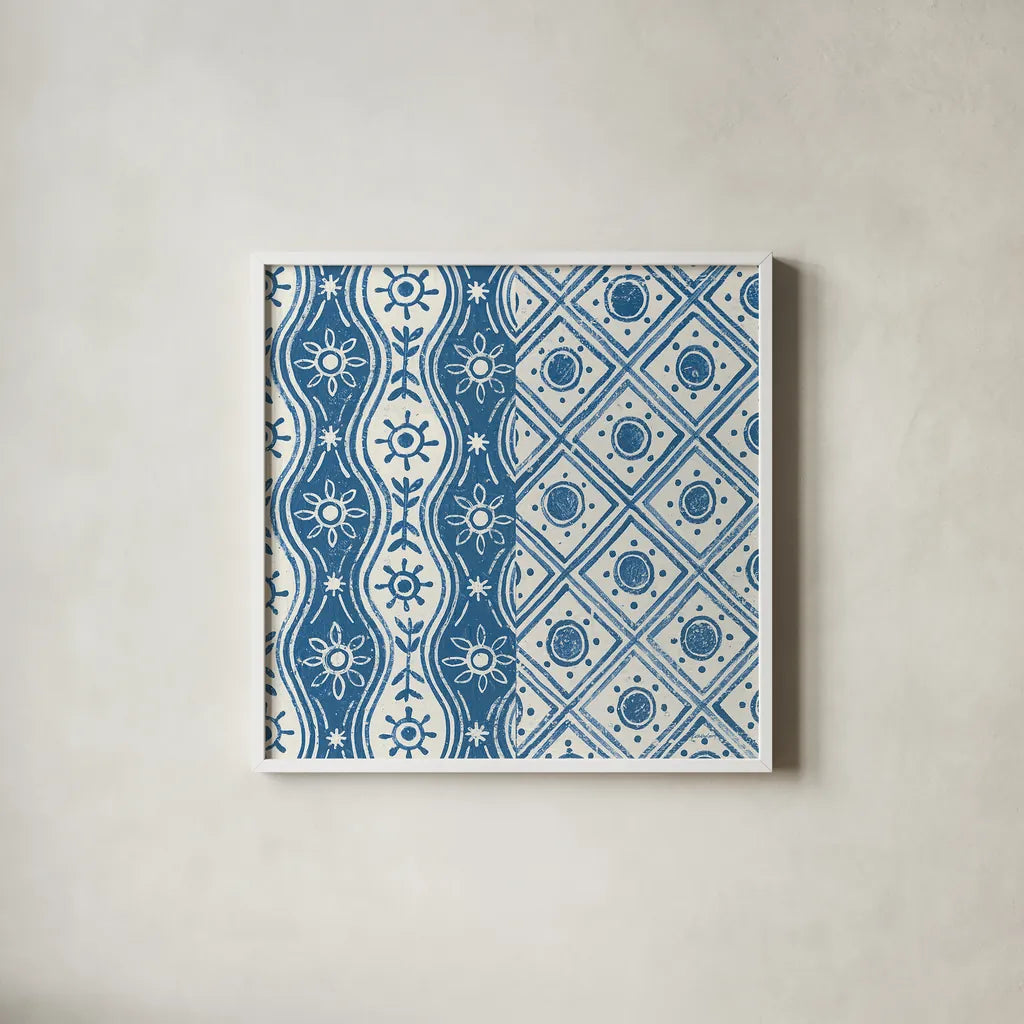 Windjammer VI by Kathrine Lovell. Shown in a crisp white glass frame for a clean and minimalist style. Available as an archival giclee rolled canvas, fine art paper, or poster print. SKU 34127a.