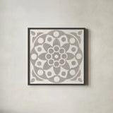 Winter Caravan Tile II by Kathrine Lovell. Shown in a sleek black glass frame for a contemporary gallery look. Available as an archival giclee rolled canvas, fine art paper, or poster print. SKU 56584a.