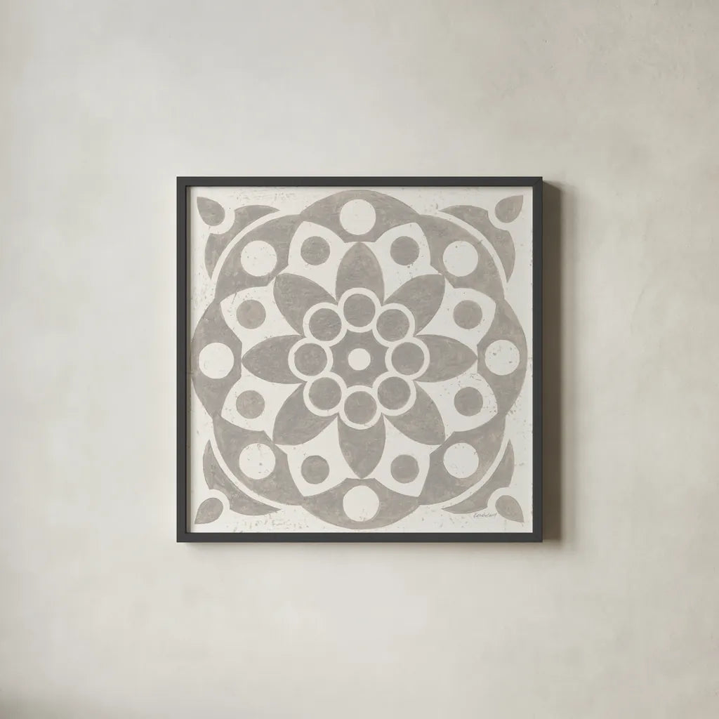 Winter Caravan Tile II by Kathrine Lovell. Shown in a sleek black glass frame for a contemporary gallery look. Available as an archival giclee rolled canvas, fine art paper, or poster print. SKU 56584a.