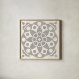 Winter Caravan Tile II by Kathrine Lovell. Shown in a natural wood glass frame for a timeless modern aesthetic. Available as an archival giclee rolled canvas, fine art paper, or poster print. SKU 56584a.