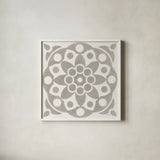 Winter Caravan Tile II by Kathrine Lovell. Shown in a crisp white glass frame for a clean and minimalist style. Available as an archival giclee rolled canvas, fine art paper, or poster print. SKU 56584a.