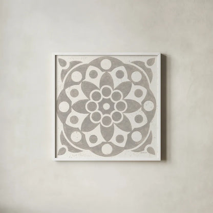 Winter Caravan Tile II by Kathrine Lovell. Shown in a crisp white glass frame for a clean and minimalist style. Available as an archival giclee rolled canvas, fine art paper, or poster print. SKU 56584a.