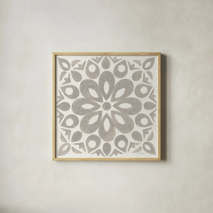 Winter Caravan Tile III by Kathrine Lovell. Shown in a natural wood glass frame for a timeless modern aesthetic. Available as an archival giclee rolled canvas, fine art paper, or poster print. SKU 56585a.