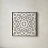 Winter Caravan Tile IV by Kathrine Lovell. Shown in a sleek black glass frame for a contemporary gallery look. Available as an archival giclee rolled canvas, fine art paper, or poster print. SKU 56586a.