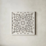 Winter Caravan Tile IV by Kathrine Lovell. Shown in a crisp white glass frame for a clean and minimalist style. Available as an archival giclee rolled canvas, fine art paper, or poster print. SKU 56586a.