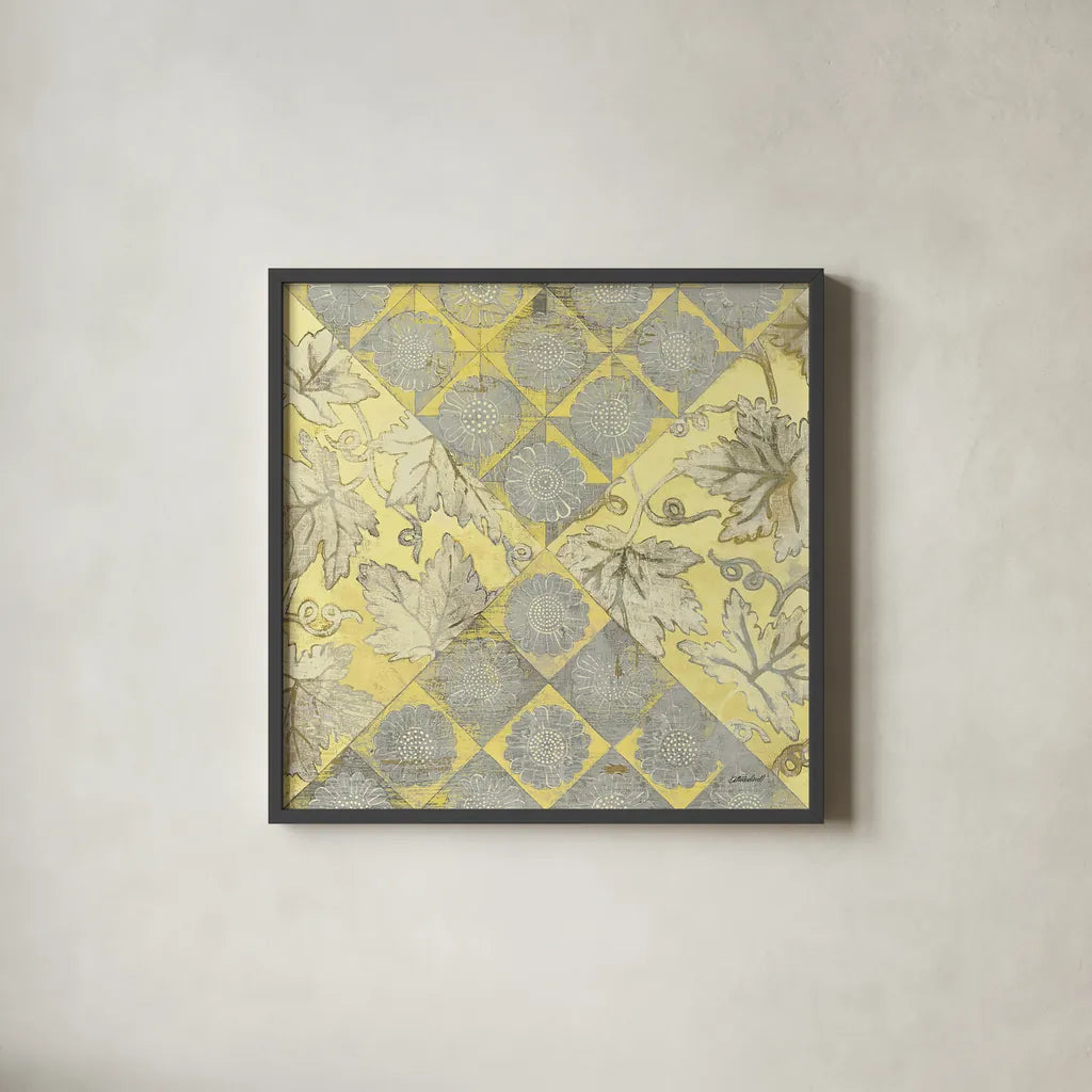 Yellow Sundown Sky by Kathrine Lovell. Shown in a sleek black glass frame for a contemporary gallery look. Available as an archival giclee rolled canvas, fine art paper, or poster print. SKU 43533a.