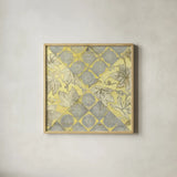 Yellow Sundown Sky by Kathrine Lovell. Shown in a natural wood glass frame for a timeless modern aesthetic. Available as an archival giclee rolled canvas, fine art paper, or poster print. SKU 43533a.