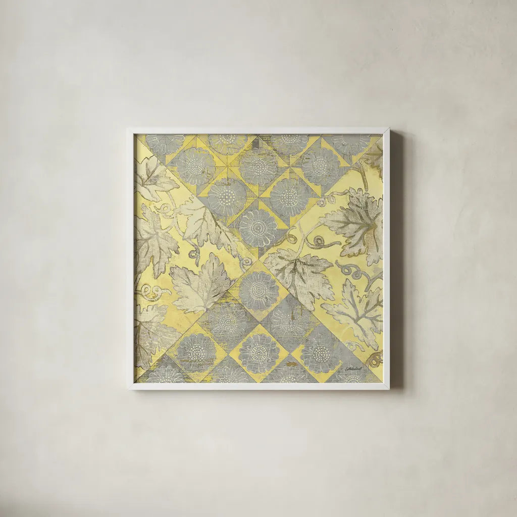 Yellow Sundown Sky by Kathrine Lovell. Shown in a crisp white glass frame for a clean and minimalist style. Available as an archival giclee rolled canvas, fine art paper, or poster print. SKU 43533a.