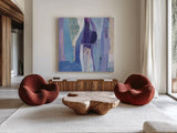 Abstract Layers I by Kathy Ferguson. Shown as extra-large giant wall art in a modern living room. Available as an archival giclee rolled canvas, fine art paper, or poster print. SKU 72102a.