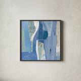 Abstract Layers I Blue by Kathy Ferguson. Shown in a sleek black glass frame for a contemporary gallery look. Available as an archival giclee rolled canvas, fine art paper, or poster print. SKU 72692a.