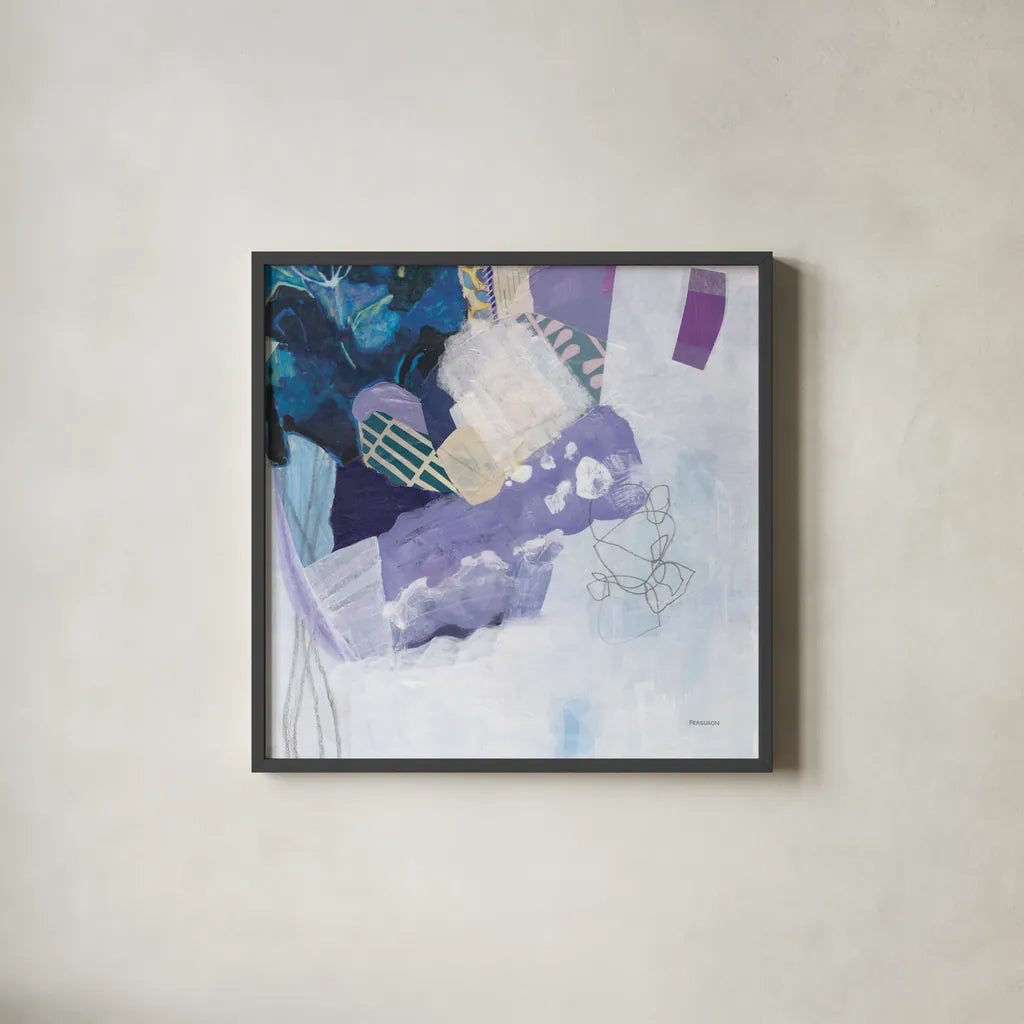 Abstract Layers II by Kathy Ferguson. Shown in a sleek black glass frame for a contemporary gallery look. Available as an archival giclee rolled canvas, fine art paper, or poster print. SKU 72103a.