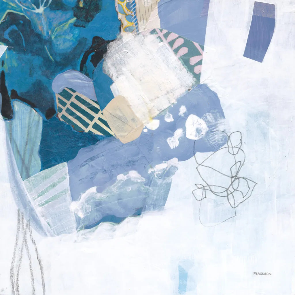 Abstract Layers II Blue by Kathy Ferguson. SKU 72693a. Archival Giclee Fine art print for wall decor.