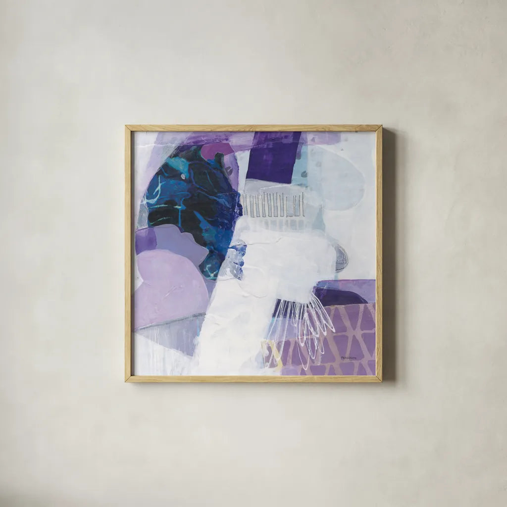 Abstract Layers III by Kathy Ferguson. Shown in a natural wood glass frame for a timeless modern aesthetic. Available as an archival giclee rolled canvas, fine art paper, or poster print. SKU 72104a.