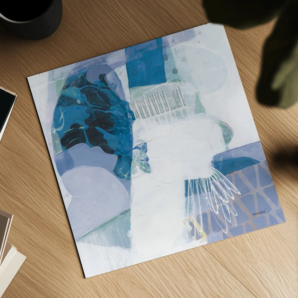 Abstract Layers III Blue by Kathy Ferguson. Shown as a detailed flat fine art print, highlighting archival giclee quality. Available as an archival giclee rolled canvas, fine art paper, or poster print. SKU 72694a.