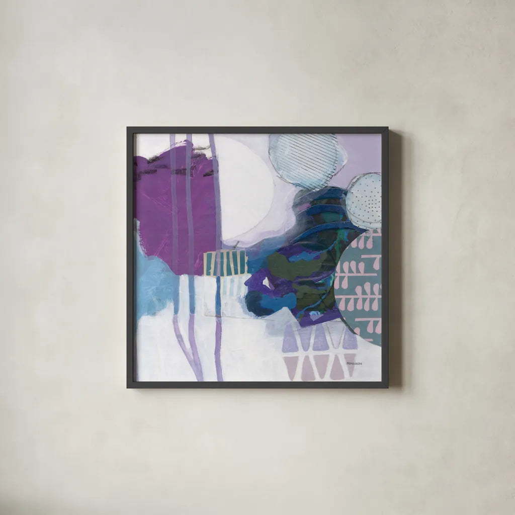 Abstract Layers IV by Kathy Ferguson. Shown in a sleek black glass frame for a contemporary gallery look. Available as an archival giclee rolled canvas, fine art paper, or poster print. SKU 72105a.