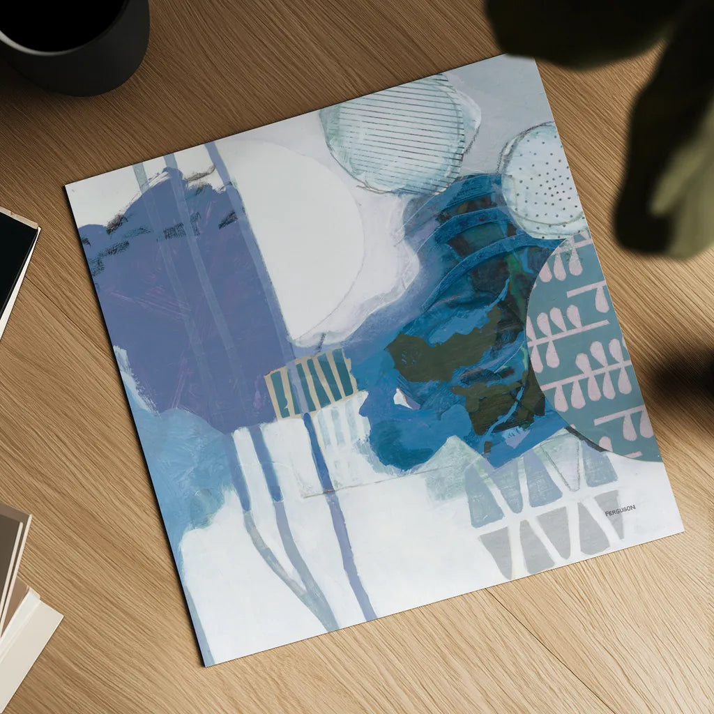 Abstract Layers IV Blue by Kathy Ferguson. Shown as a detailed flat fine art print, highlighting archival giclee quality. Available as an archival giclee rolled canvas, fine art paper, or poster print. SKU 72695a.