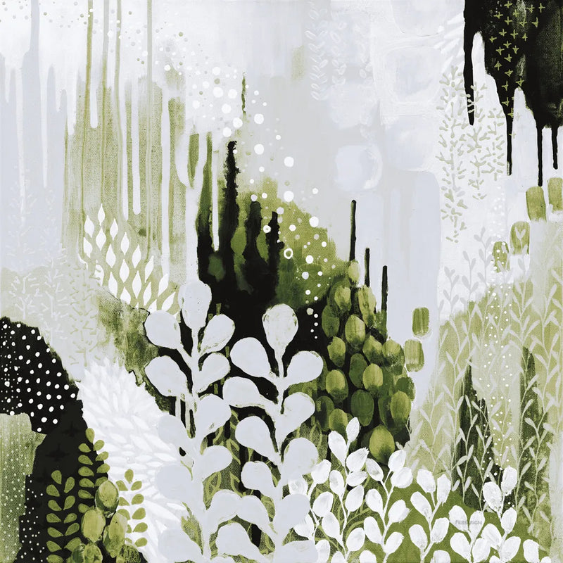 BW Forest II with Green by Kathy Ferguson. SKU 56966a. Archival Giclee Fine art print for wall decor.
