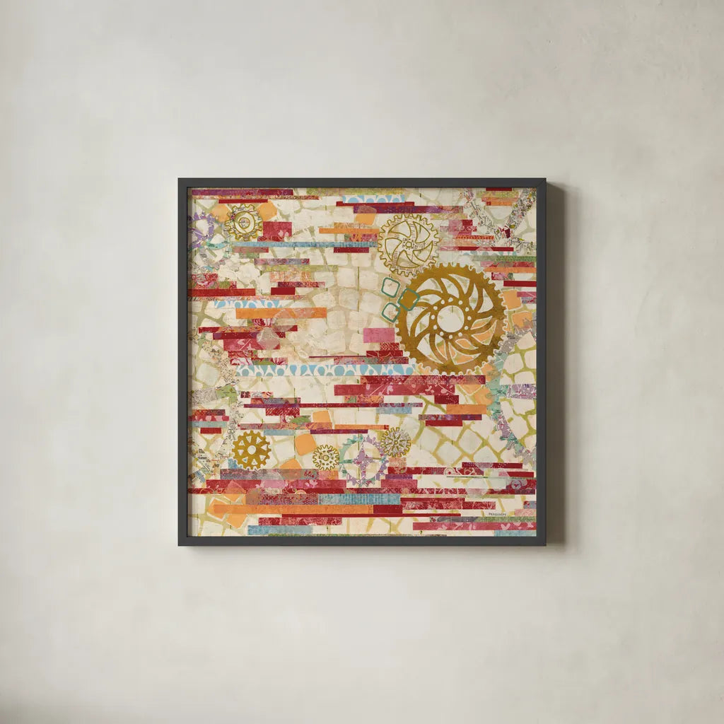 EU Timetable I Red by Kathy Ferguson. Shown in a sleek black glass frame for a contemporary gallery look. Available as an archival giclee rolled canvas, fine art paper, or poster print. SKU 55989a.