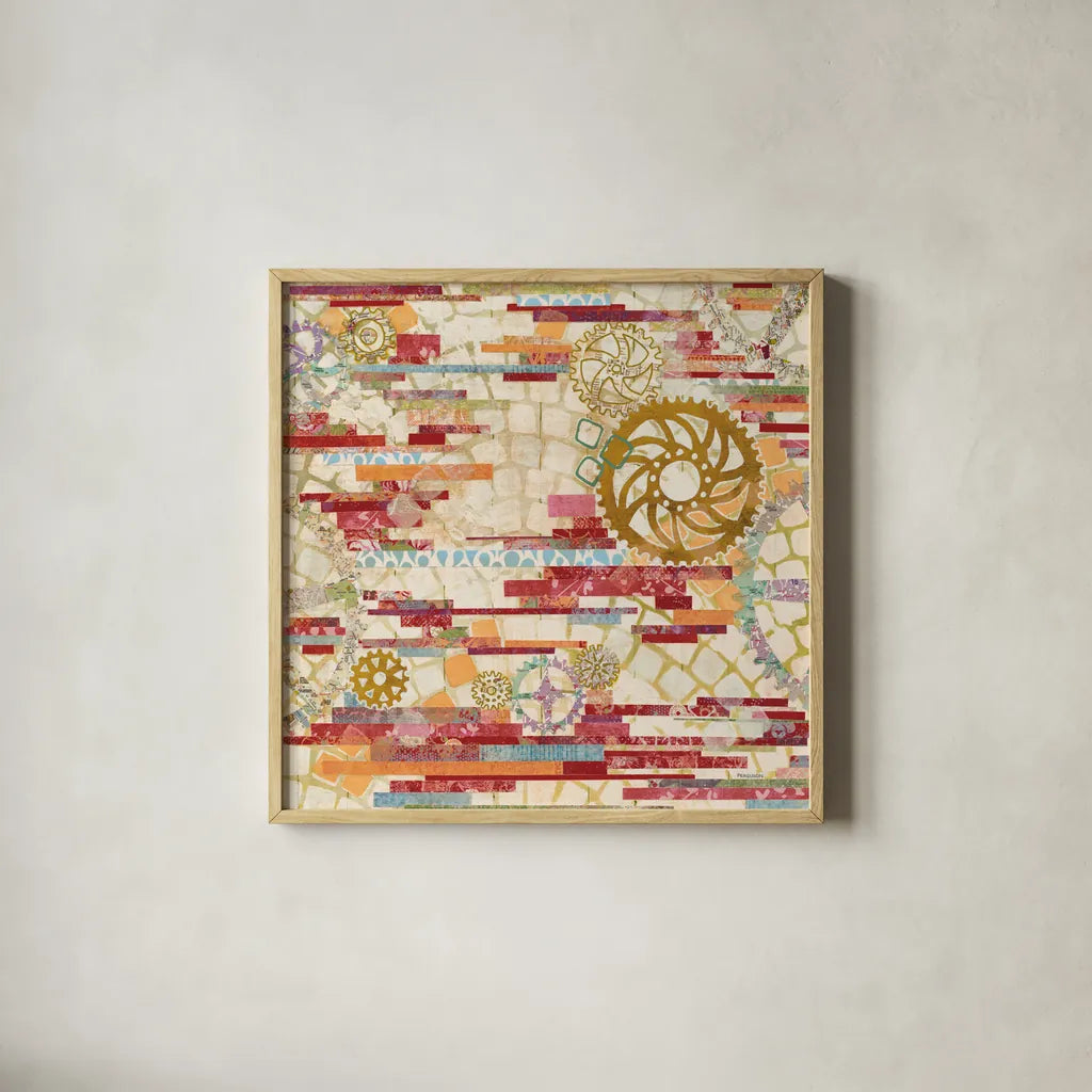 EU Timetable I Red by Kathy Ferguson. Shown in a natural wood glass frame for a timeless modern aesthetic. Available as an archival giclee rolled canvas, fine art paper, or poster print. SKU 55989a.