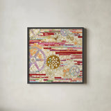 EU Timetable II Red by Kathy Ferguson. Shown in a sleek black glass frame for a contemporary gallery look. Available as an archival giclee rolled canvas, fine art paper, or poster print. SKU 55990a.