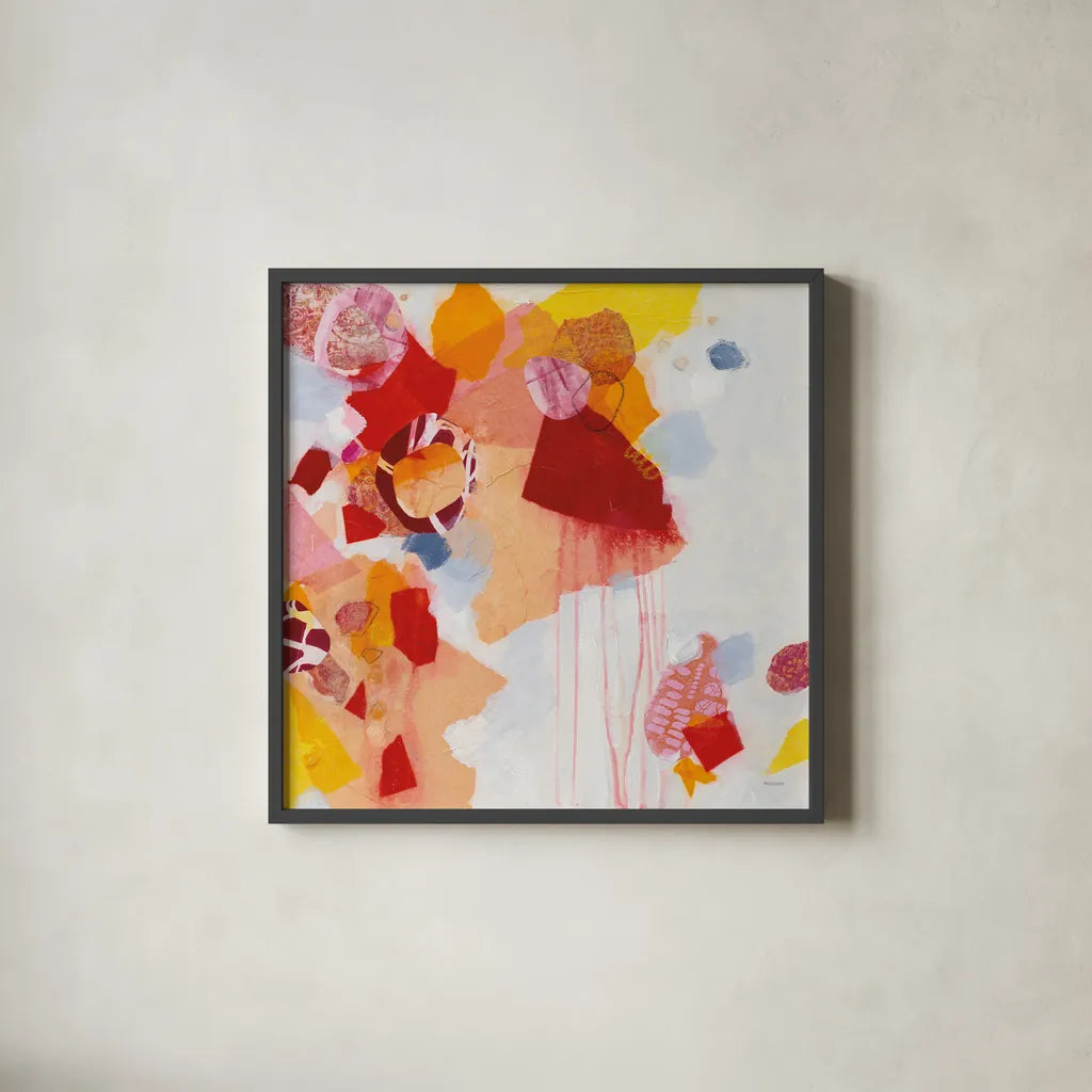 Falling Apart by Kathy Ferguson. Shown in a sleek black glass frame for a contemporary gallery look. Available as an archival giclee rolled canvas, fine art paper, or poster print. SKU 55759a.