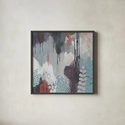 Gray Forest I by Kathy Ferguson. Shown in a sleek black glass frame for a contemporary gallery look. Available as an archival giclee rolled canvas, fine art paper, or poster print. SKU 53109a.
