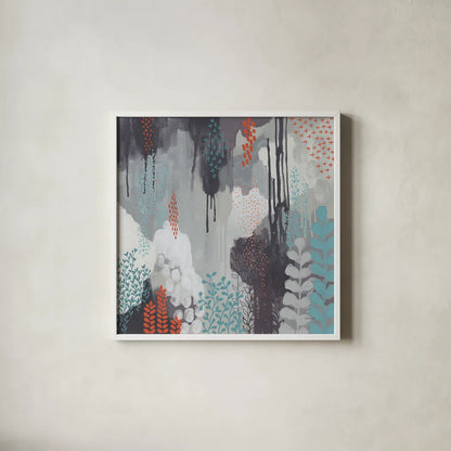 Gray Forest I by Kathy Ferguson. Shown in a crisp white glass frame for a clean and minimalist style. Available as an archival giclee rolled canvas, fine art paper, or poster print. SKU 53109a.