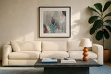 Gray Forest II by Kathy Ferguson. Displayed in a glass frame with matte in a clean modern living room. Available as an archival giclee rolled canvas, fine art paper, or poster print. SKU 53110a.