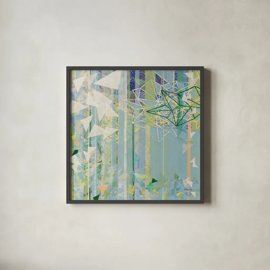 Hanging Around I by Kathy Ferguson. Shown in a sleek black glass frame for a contemporary gallery look. Available as an archival giclee rolled canvas, fine art paper, or poster print. SKU 24086a.