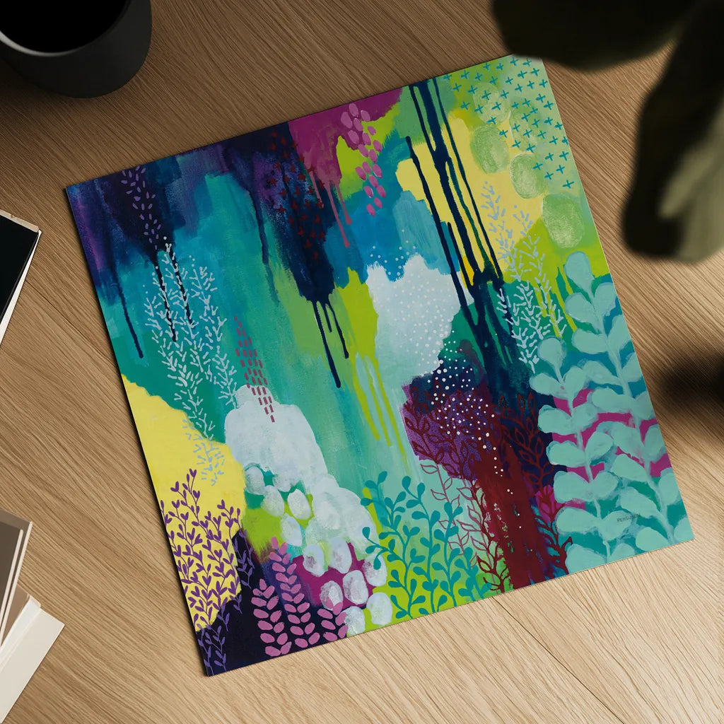 Jewel Forest I by Kathy Ferguson. Shown as a detailed flat fine art print, highlighting archival giclee quality. Available as an archival giclee rolled canvas, fine art paper, or poster print. SKU 49218a.