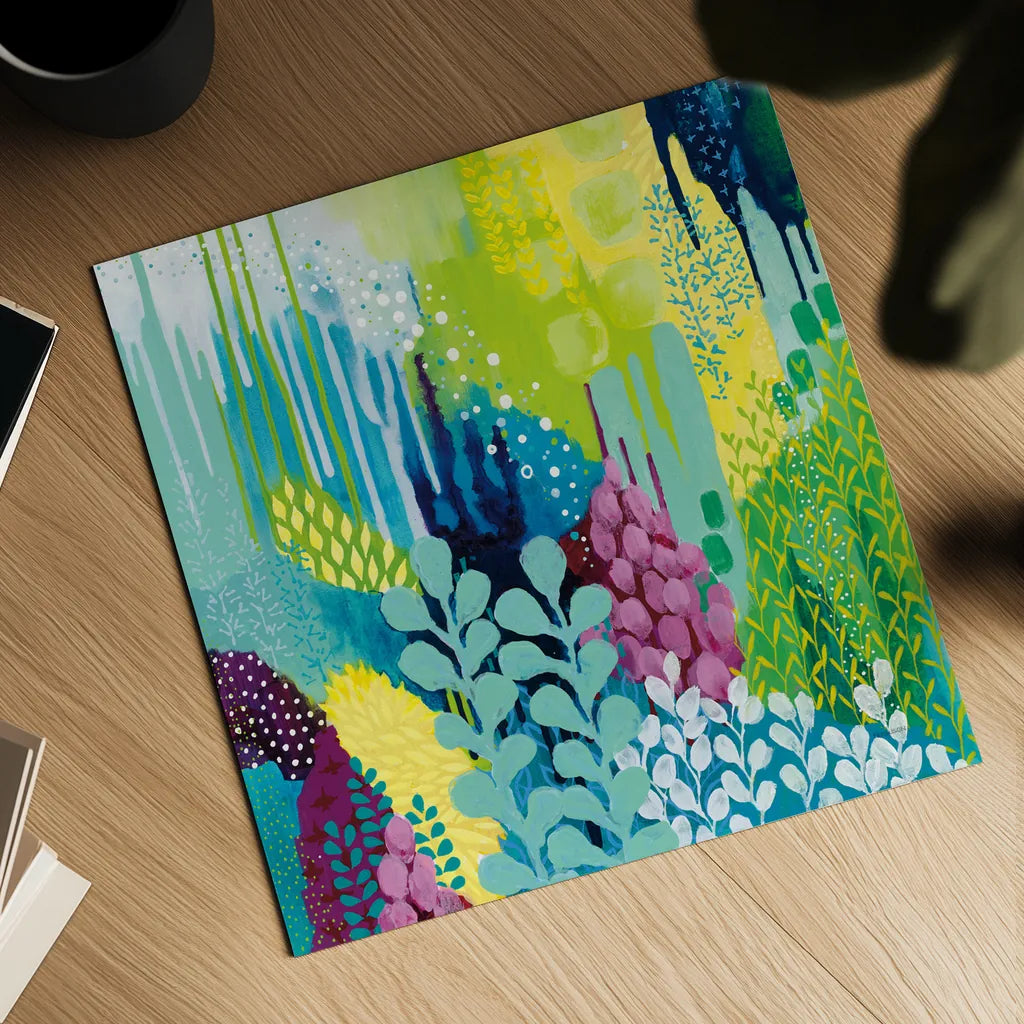 Jewel Forest II by Kathy Ferguson. Shown as a detailed flat fine art print, highlighting archival giclee quality. Available as an archival giclee rolled canvas, fine art paper, or poster print. SKU 49219a.