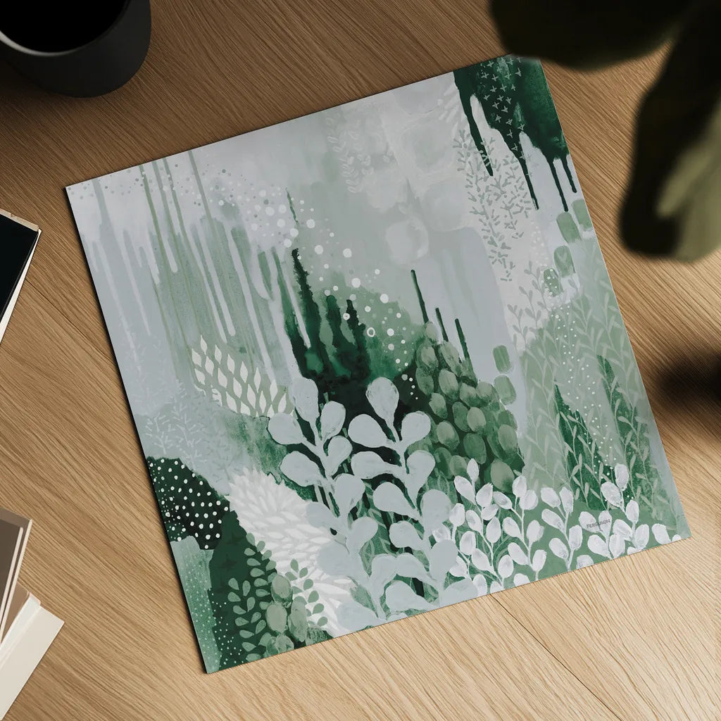 Light Green Forest II by Kathy Ferguson. Shown as a detailed flat fine art print, highlighting archival giclee quality. Available as an archival giclee rolled canvas, fine art paper, or poster print. SKU 59301a.