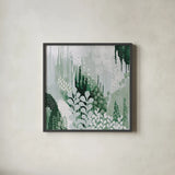 Light Green Forest II by Kathy Ferguson. Shown in a sleek black glass frame for a contemporary gallery look. Available as an archival giclee rolled canvas, fine art paper, or poster print. SKU 59301a.