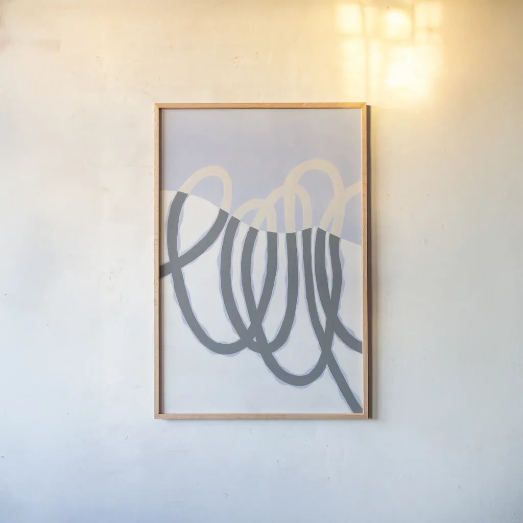 Loops I v2 by Kathy Ferguson. shown as a paper print in a natural frame. Available as a archival giclee rolled canvas, fine art paper, or poster print. SKU 80703h.